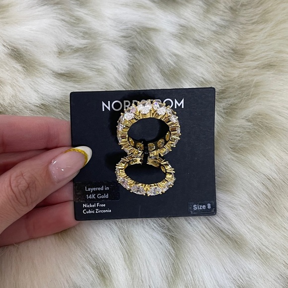 Nordstrom Set of 2 Oval Cubic Zirconia Rings - Picture 2 of 4